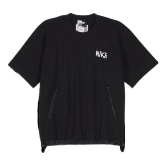 

Футболка x sacai logo t-shirt 'black white' Nike, черный