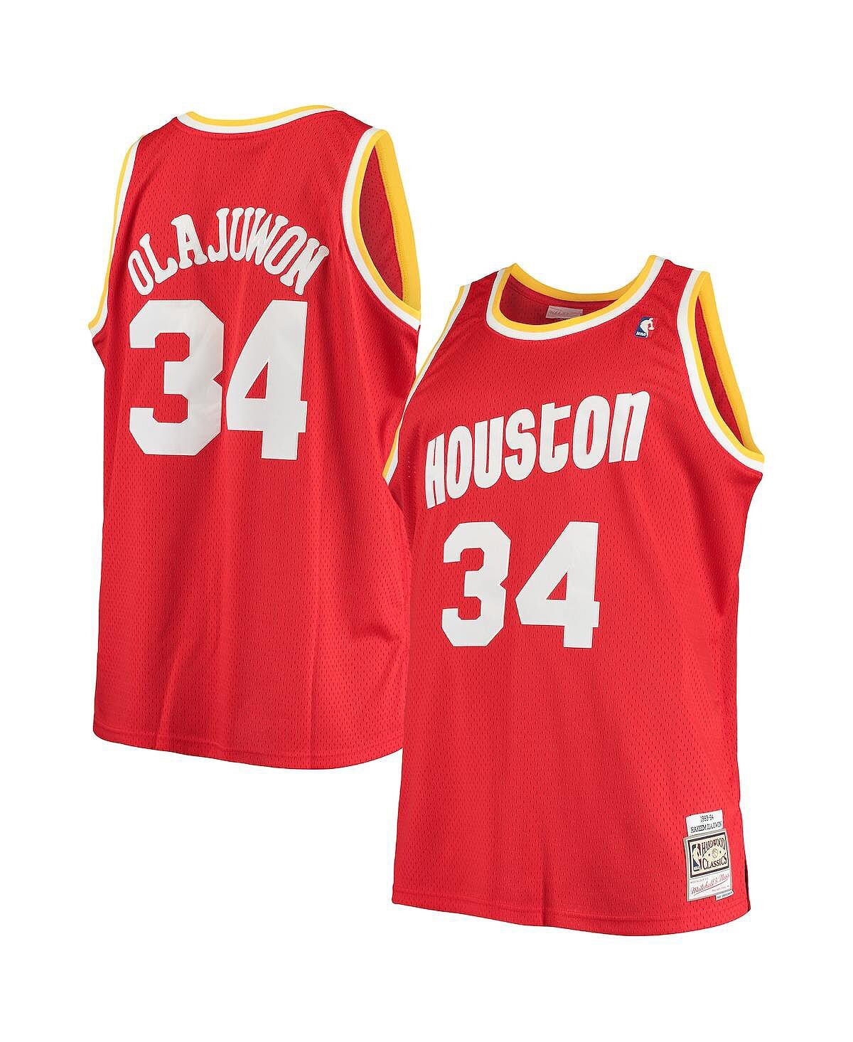 

Мужская футболка Hakeem Olajuwon Red Houston Rockets Big and Tall Hardwood Classics Mitchell & Ness