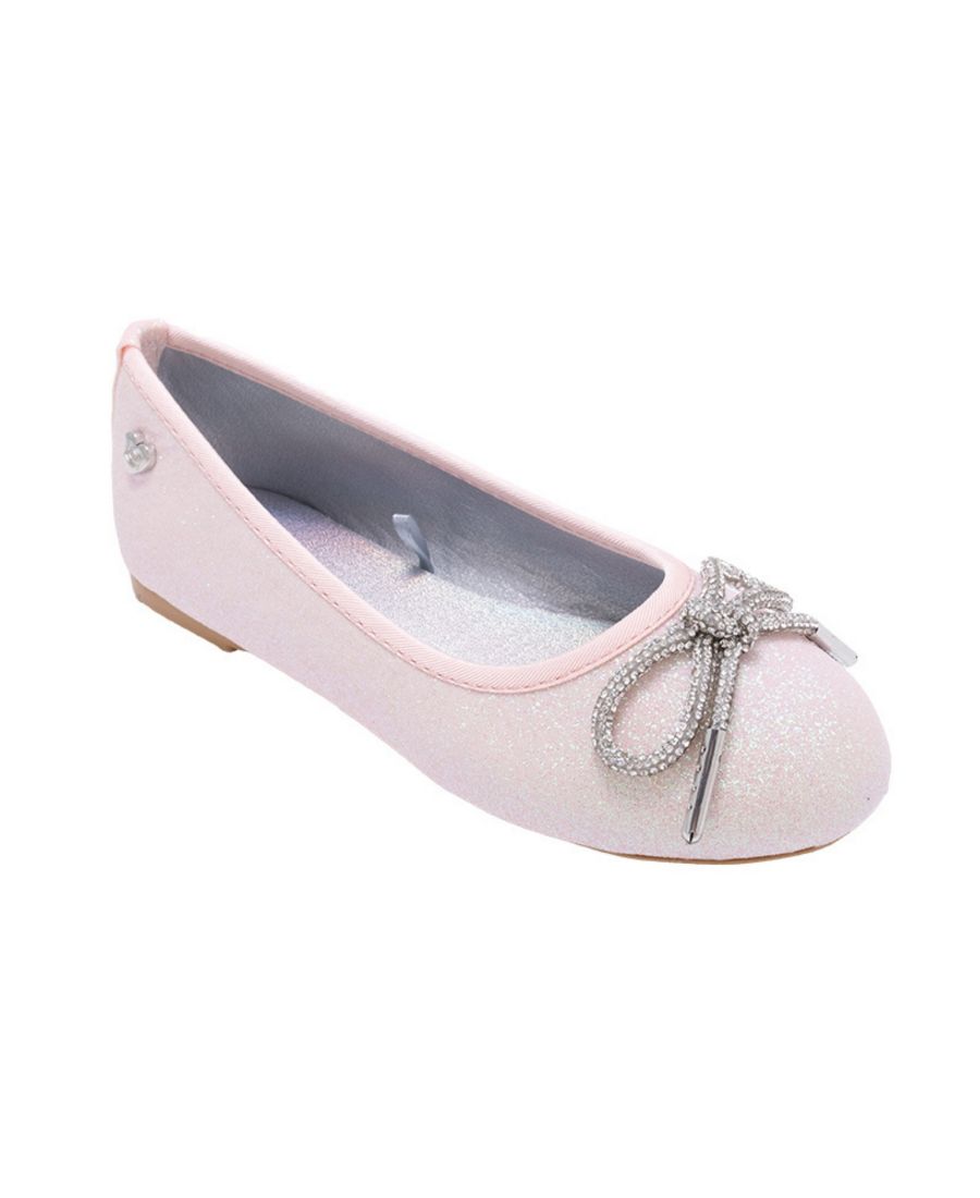 

Балетки для девочек 1-13 лет с бантиком из страз и блестками Bebe, Blush