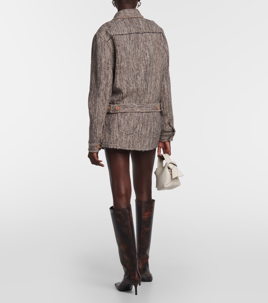 Куртка oiasa из смесовой шерсти с узором «елочка» Acne Studios, мультиколор — фото 3