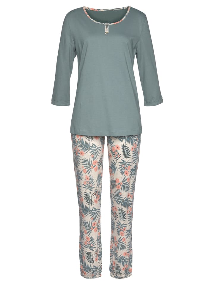 

LASCANA Нефритово-зеленая пижама с принтом