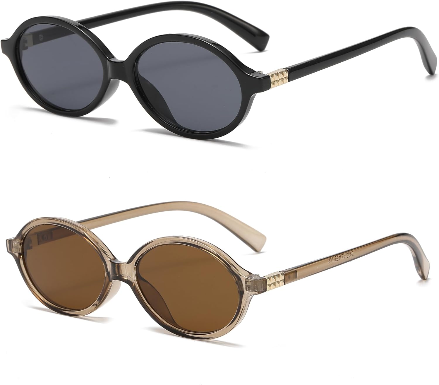

Солнцезащитные очки Onrtry Retro Oval для женщин и мужчин, маленькие, в стиле 90-х, круглые, черепаховая оправа, комплект из 2 штук, A07 Black Frame/Black Lens+transparent Brown Frame/Brown Lens