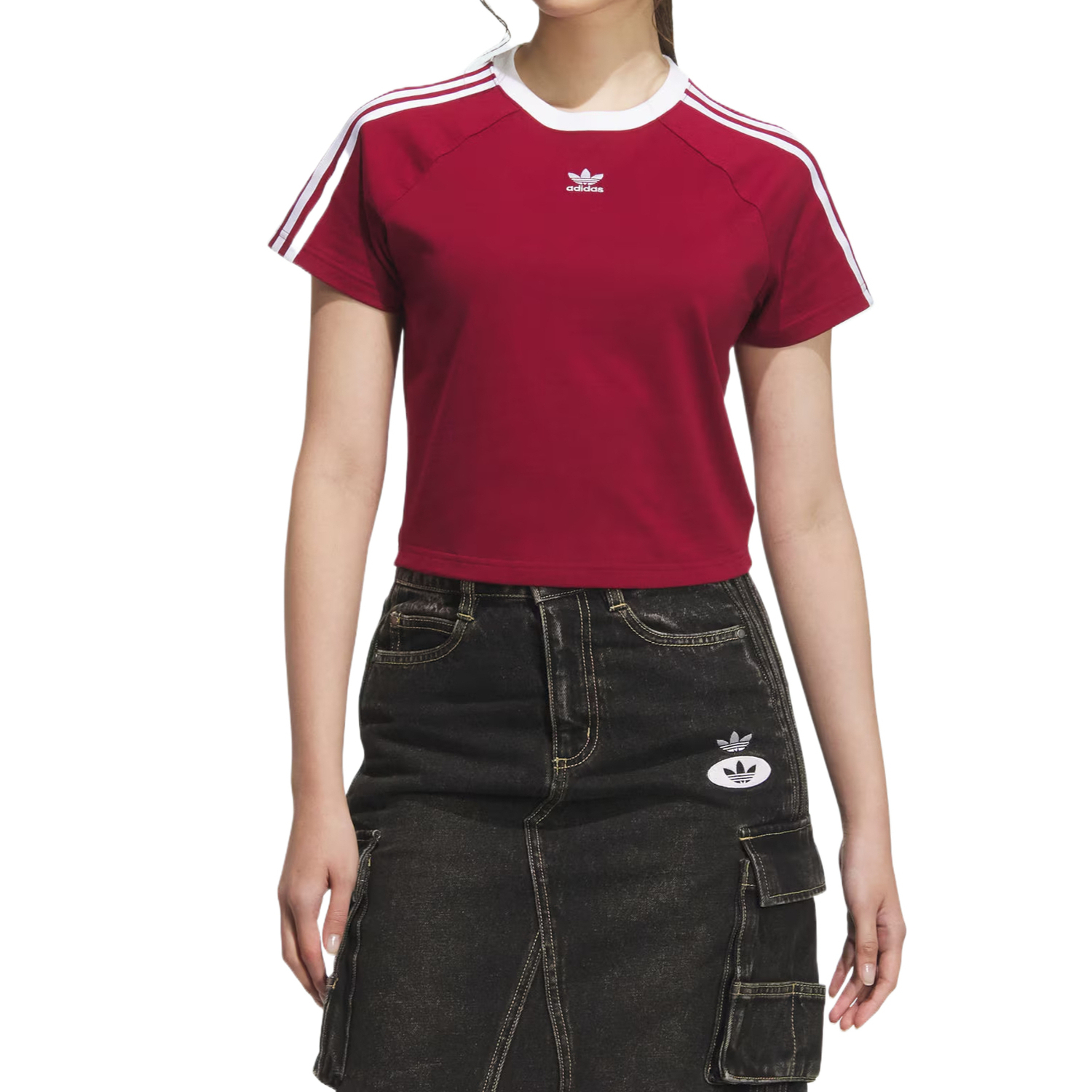 Футболка Adidas Originals 3-Stripes Cali Short Sleeve, бордовый — фото 2