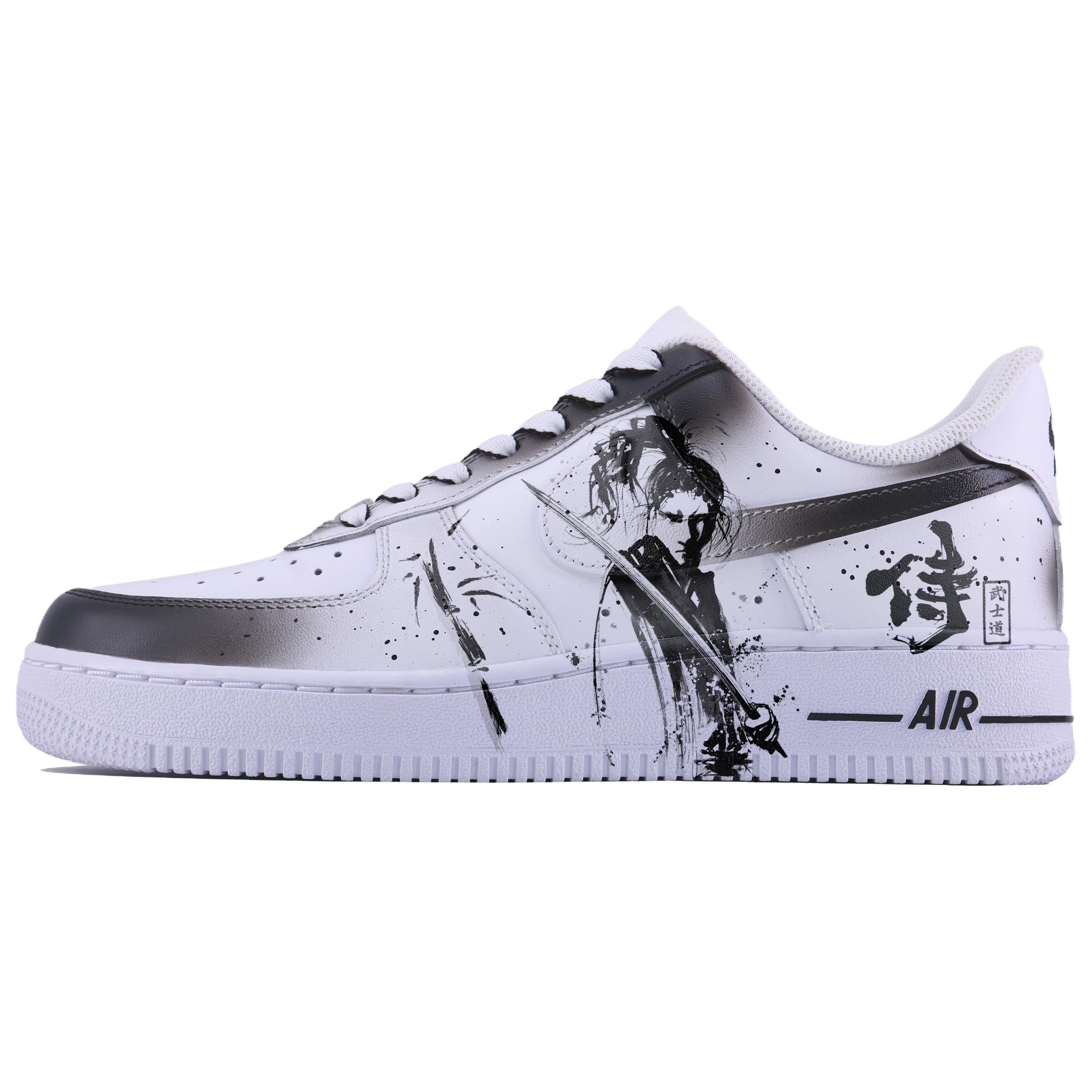 

Nike Кроссовки для скейтбординга Air Force 1 Samurai Way SDS, износостойкие, низкие, мужские, белые, черные