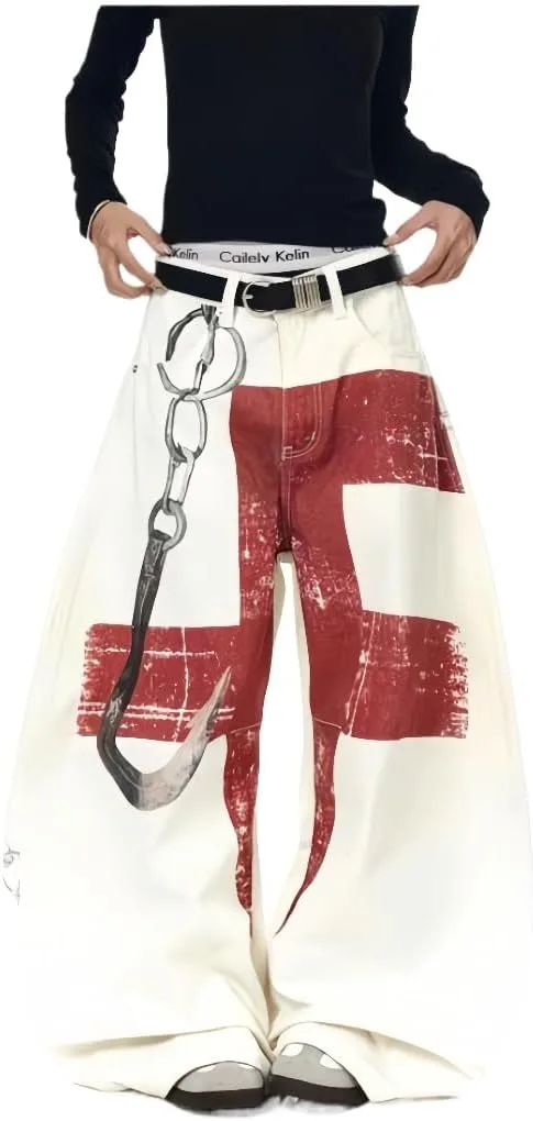 

Унисекс джинсы Y2k с 3D принтом и широкими штанинами GYPWRCR