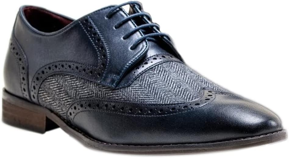 

Мужские броги из натуральной кожи с твидовой отделкой, классические туфли на шнуровке Sirri, темно-синий