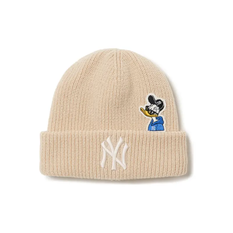

MLB Акриловая унисекс шапка бежевая, Ecru