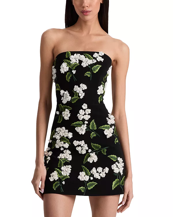 

Мини-Платье Velia без бретелей, украшенное вышивкой. Alice And Olivia, мультиколор