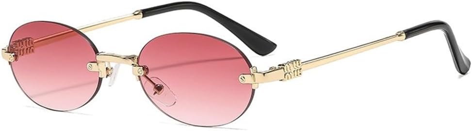 

Солнцезащитные очки без оправы овальной формы, стильные, для летнего использования, с защитой от солнца, модные солнцезащитные очки высокого класса UV400 UJNHGQ, Gold Pink