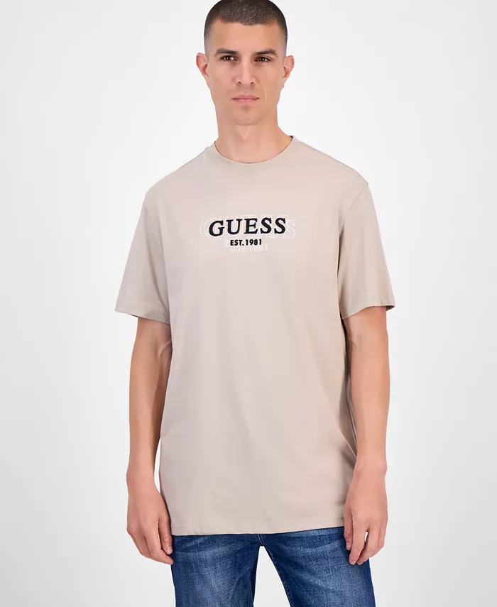 

Футболка с коротким рукавом и небольшим логотипом Guess, загар/бежевый