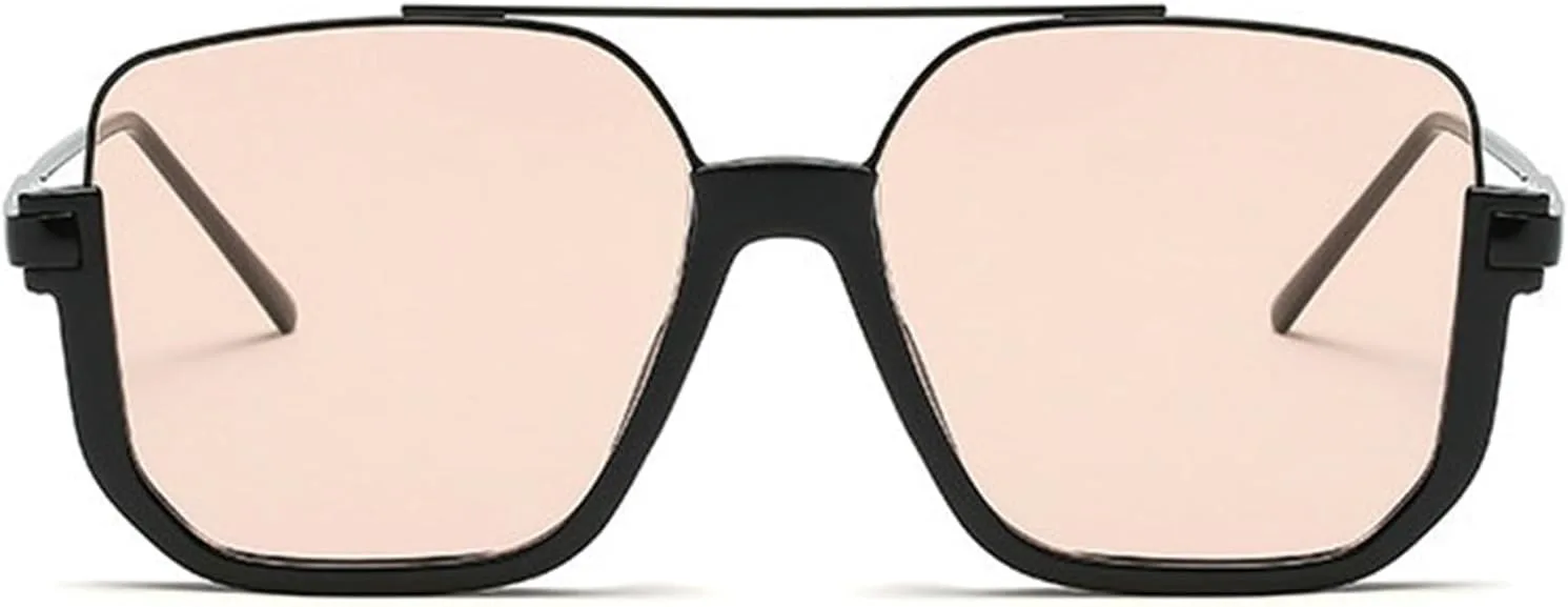 

Willochra Модные большие квадратные женские солнцезащитные очки с двойной перемычкой, винтажные, в полуободковой оправе, панк, мужские очки для активного отдыха, C2