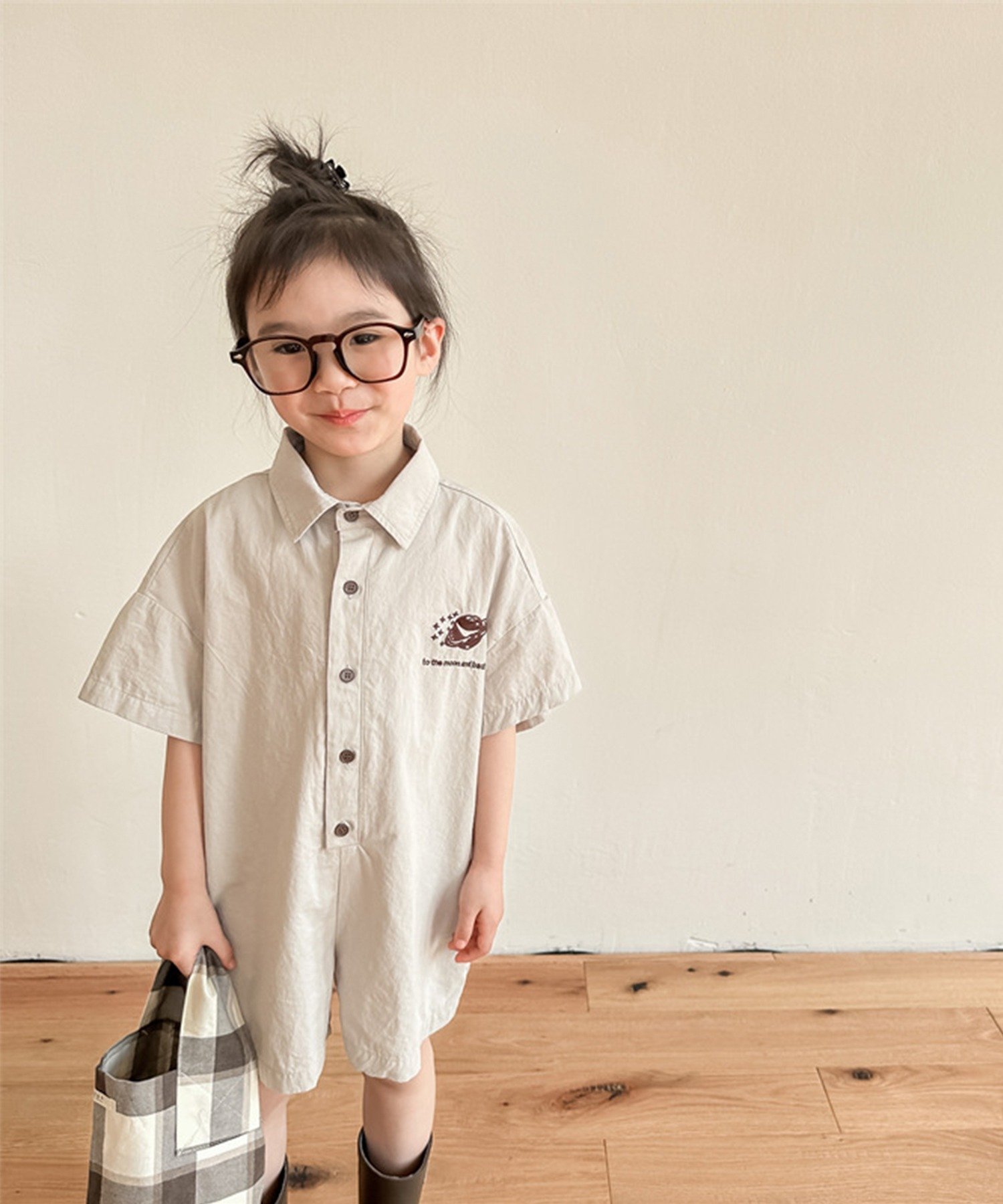 Корейский детский комбинезон с космической вышивкой Aimoha Kids, gray
