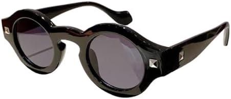 

Солнцезащитные очки в винтажном стиле с заклепками, модные, круглые, в маленькой оправе, для женщин и мужчин, 2027 год. Роскошные солнцезащитные очки в стиле стимпанк MTZJH, Black Black