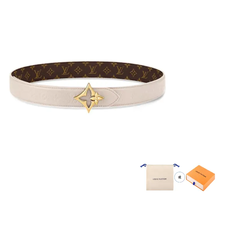 

LOUIS VUITTON Ремень Lv Lv Flowergram реверсивный 20 мм, Beige