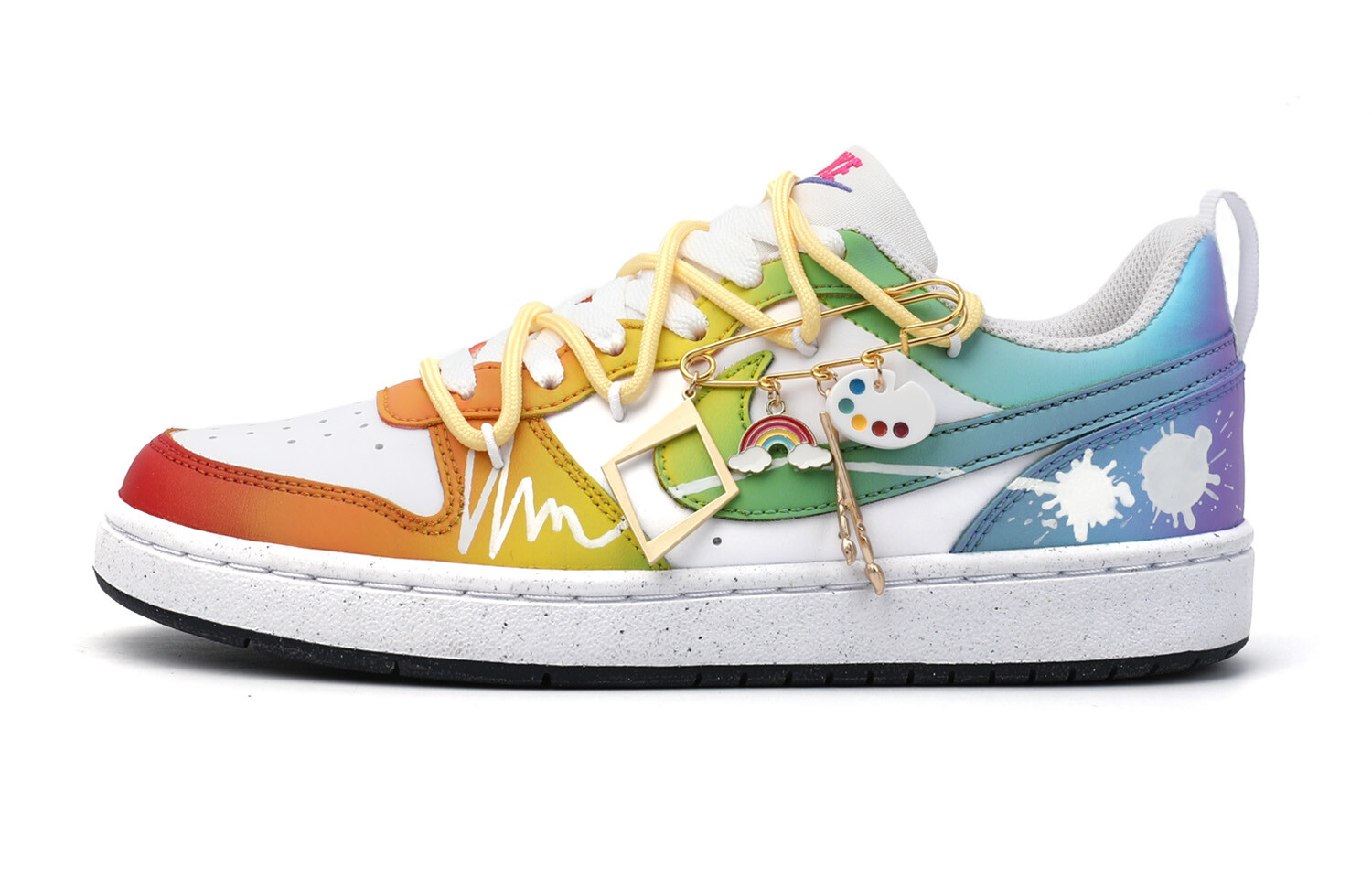 

Кроссовки Nike Court Borough Skateboarding Shoes Women's Low-top Yellow, Green, Blue, желтый/зеленый/синий
