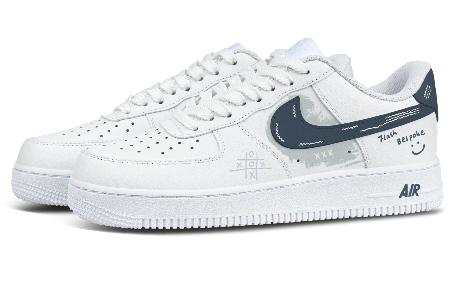 Nike Air Force 1 Smile Gray устойчивые к истиранию низкие скейтборд кроссовки men's серый белый — фото 4
