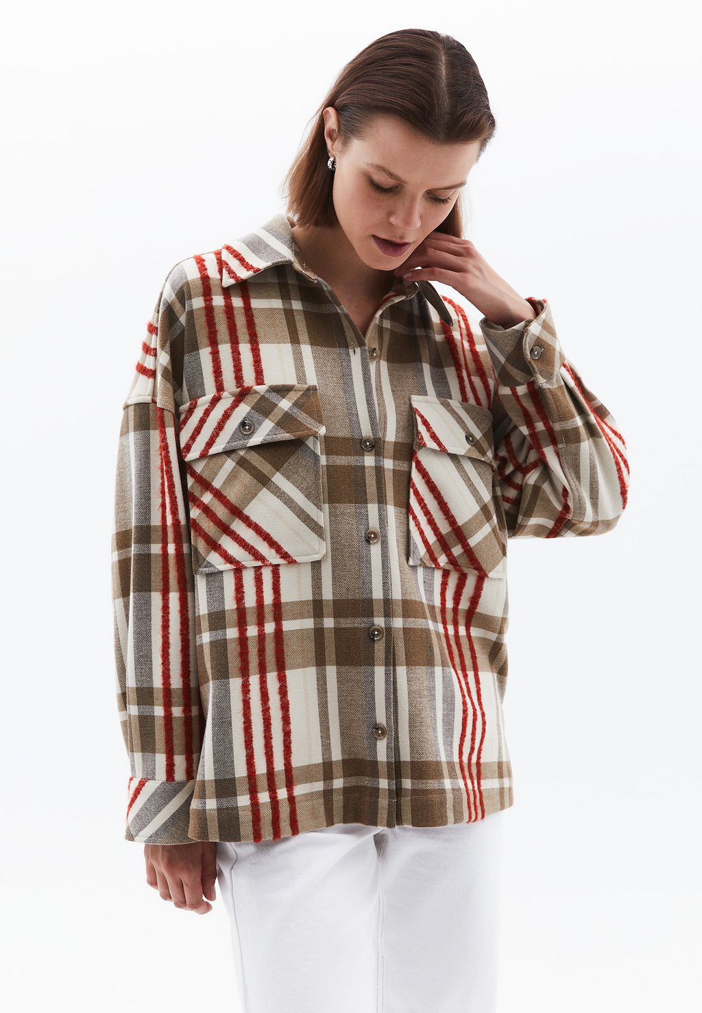 

Блузка на пуговицах PLAID OXXO, коричневый