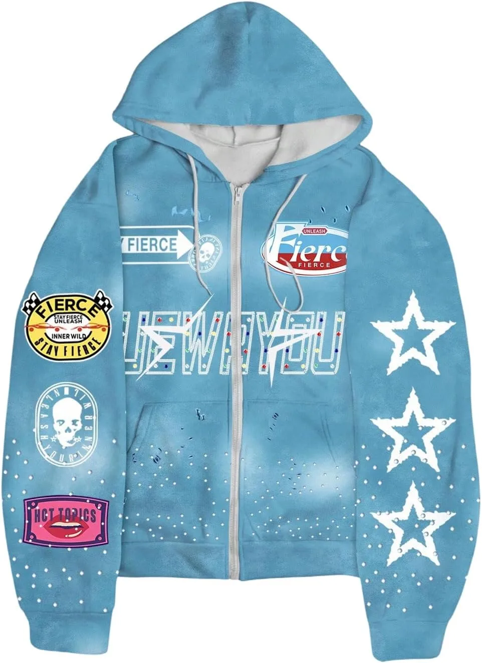 

Мужская худи Y2K с принтом Star Letter RoseSeek