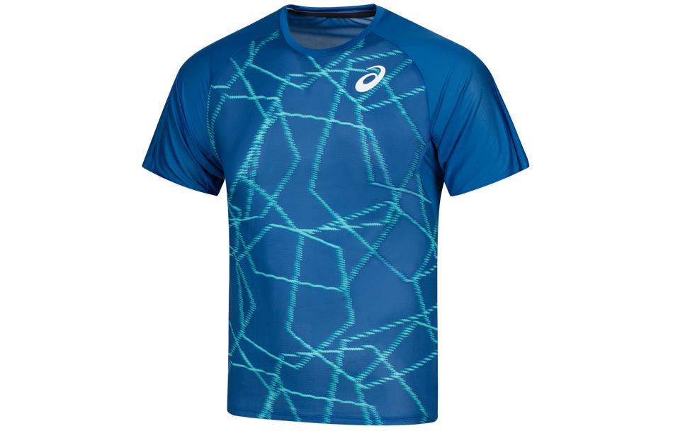 

Футболка мужская Asics с синим принтом