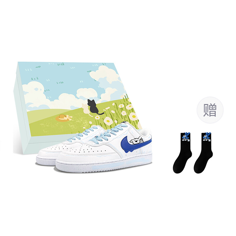 

Кроссовки Nike Court Vision 1 Skateboarding Shoes Men Low-top White/blue, белый