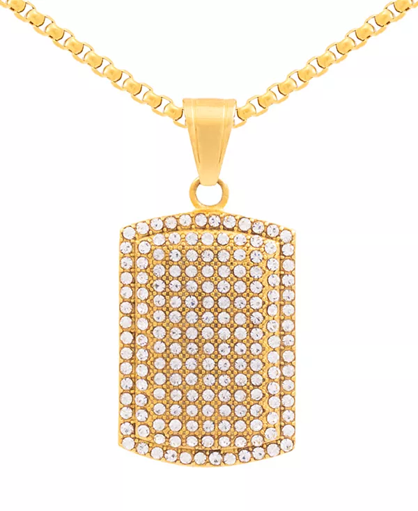 

Мужской армейский жетон с кубическим цирконием, 24-дюймовое ожерелье из нержавеющей стали с ионным покрытием золотистого оттенка Legacy For Men By Simone I. Smith, gold-tone