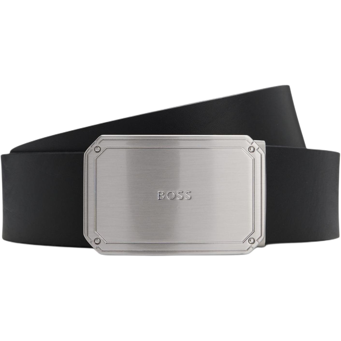 

HUGO BOSS Кожаный ремень мужской черный, Black