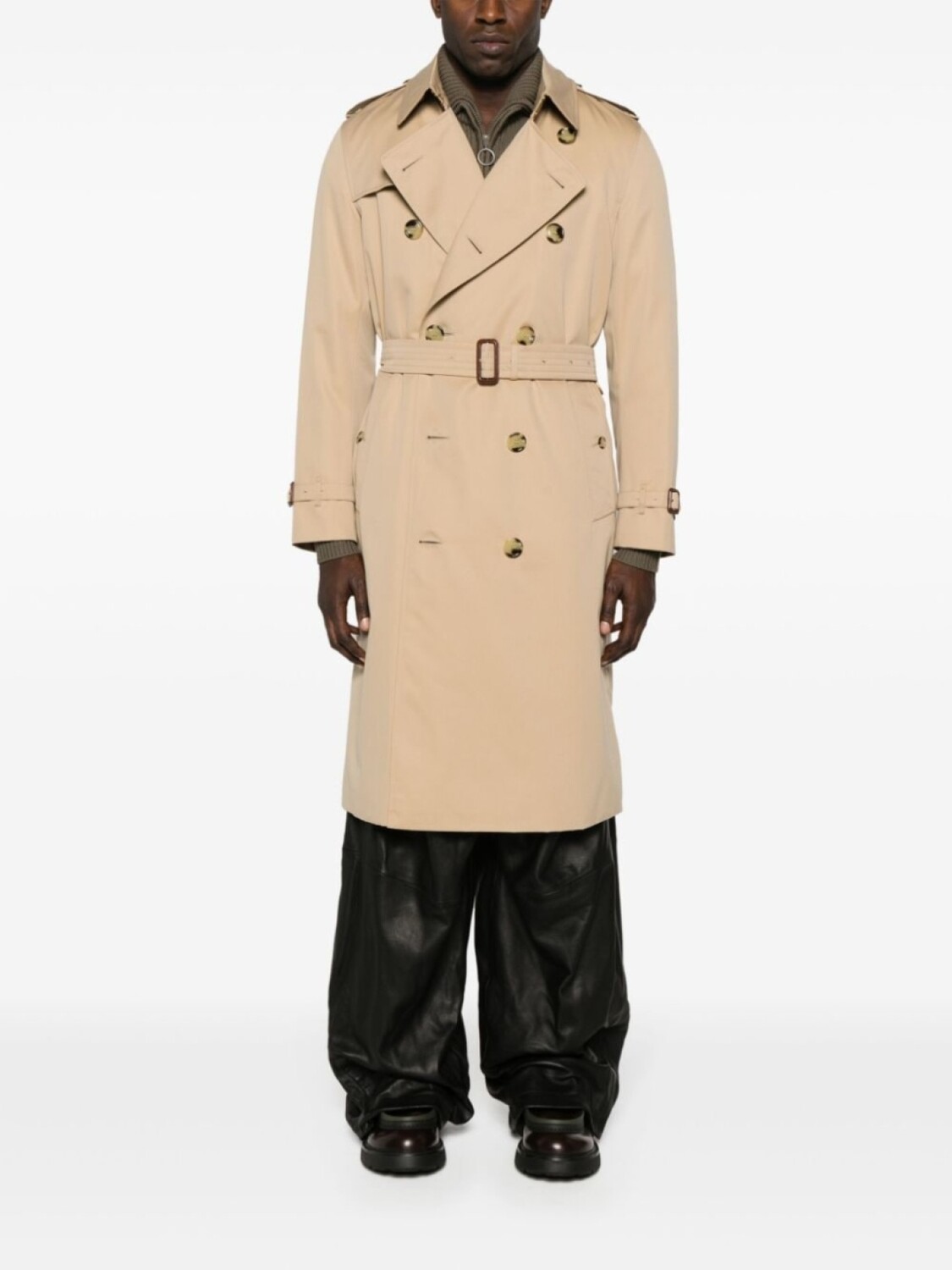 Тренч Burberry Heritage Kensington с поясом, хлопок, нейтральный цвет — фото 2