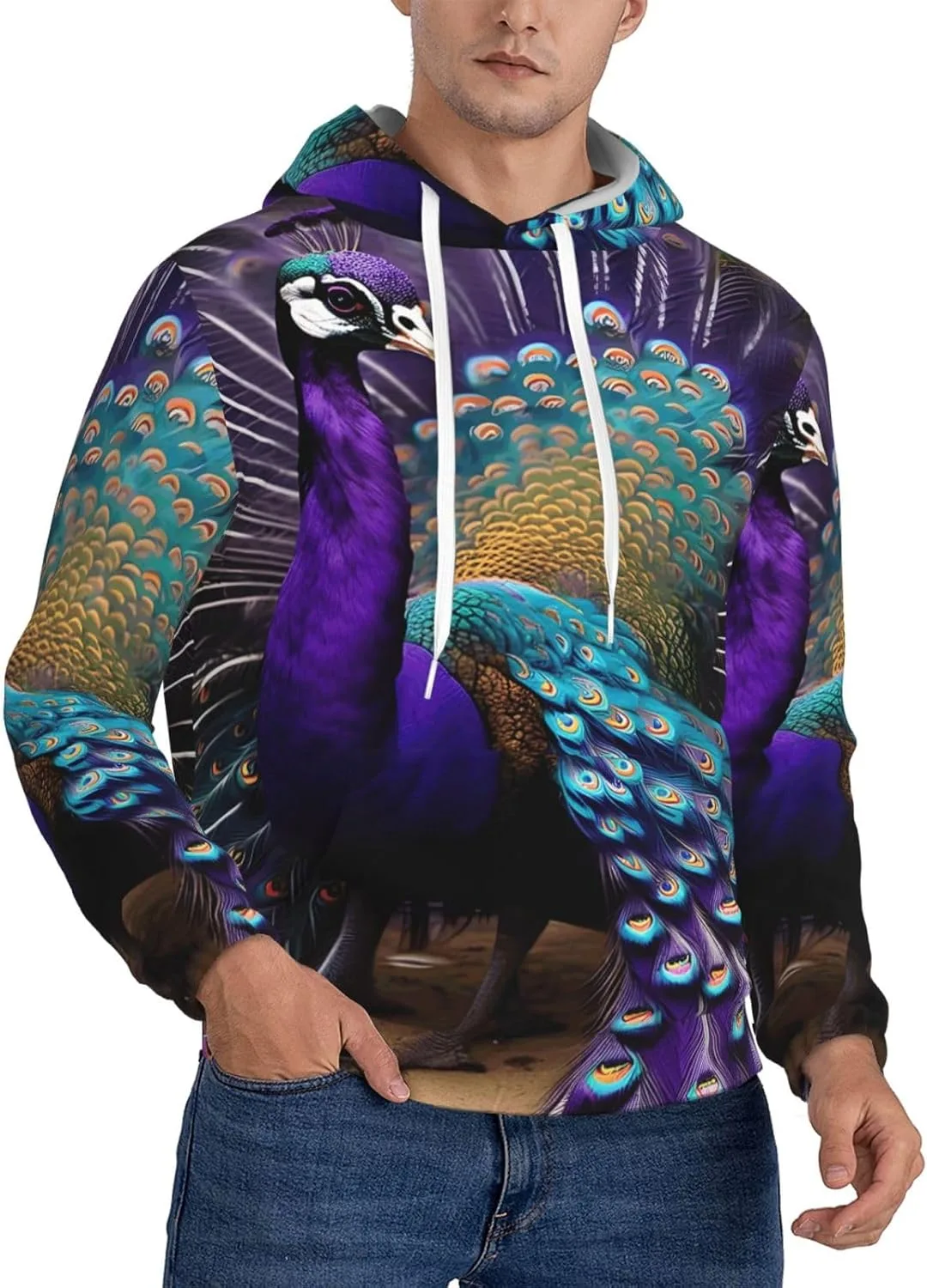 

Толстовка с капюшоном BaerK мужская, флисовая, с принтом Purple Peacock
