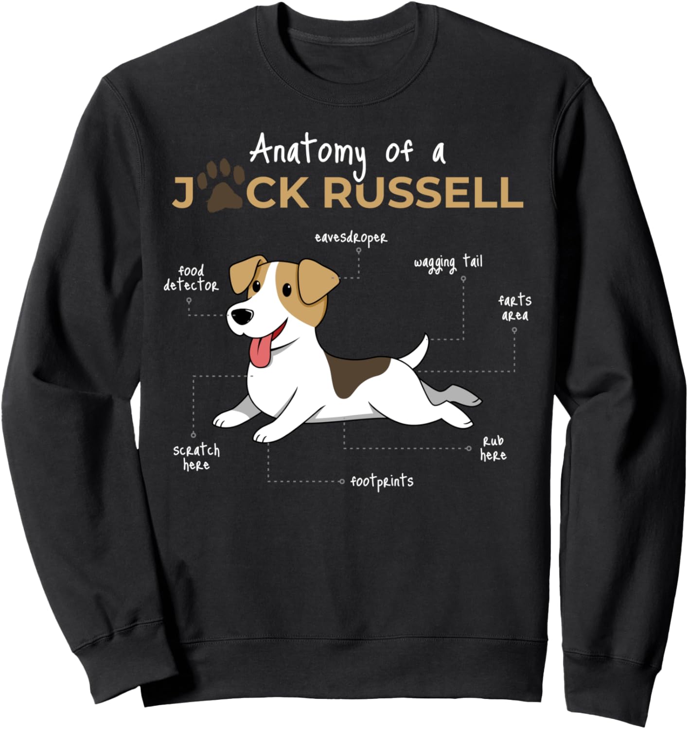 

Анатомия джек-рассел-терьера. Забавная толстовка с анатомической схемой собаки Bcc Once You Go Jack Russell Terrier, черный