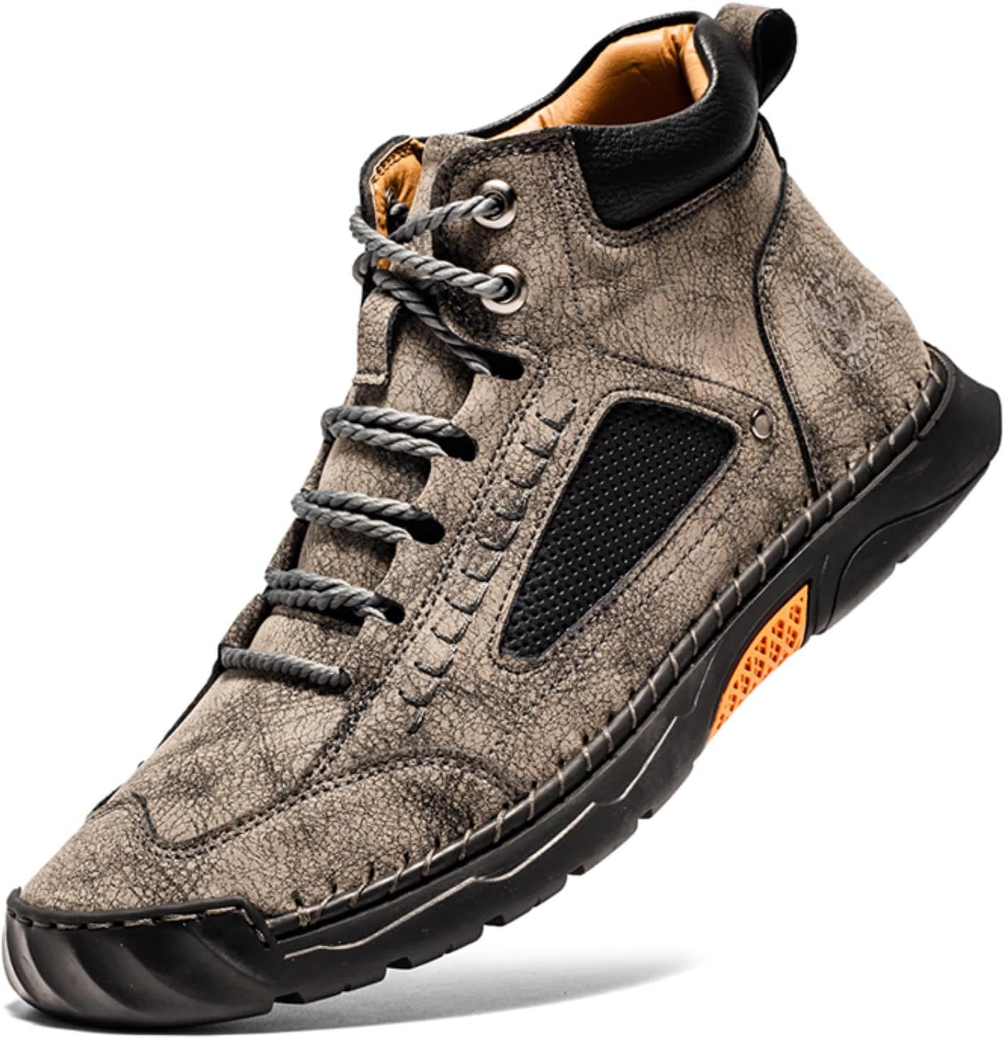 

Мужские повседневные кожаные модные кроссовки FLYLAND, ботинки Чукка, ручной работы, легкие лоферы, средние по высоте, для ходьбы и вождения, серый