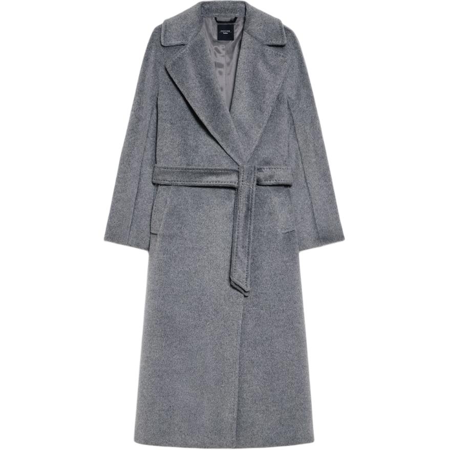 

Пальто Weekend Max Mara с поясом и лацканами с вырезом WEEKEND MaxMara, серый