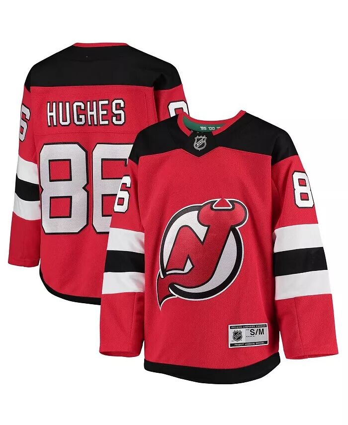 Джерси Big Boys Jack Hughes Red New Jersey Devils Home Premier Player Outerstuff, красный — фото 2