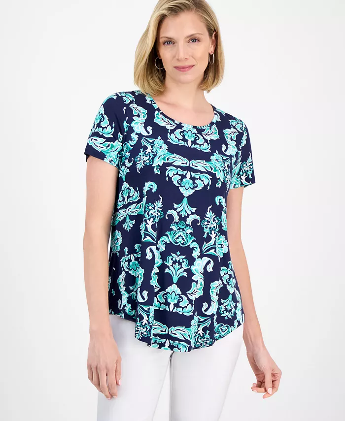

Петит топ с коротким рукавом Sumatra Scrolls JM Collection, синий