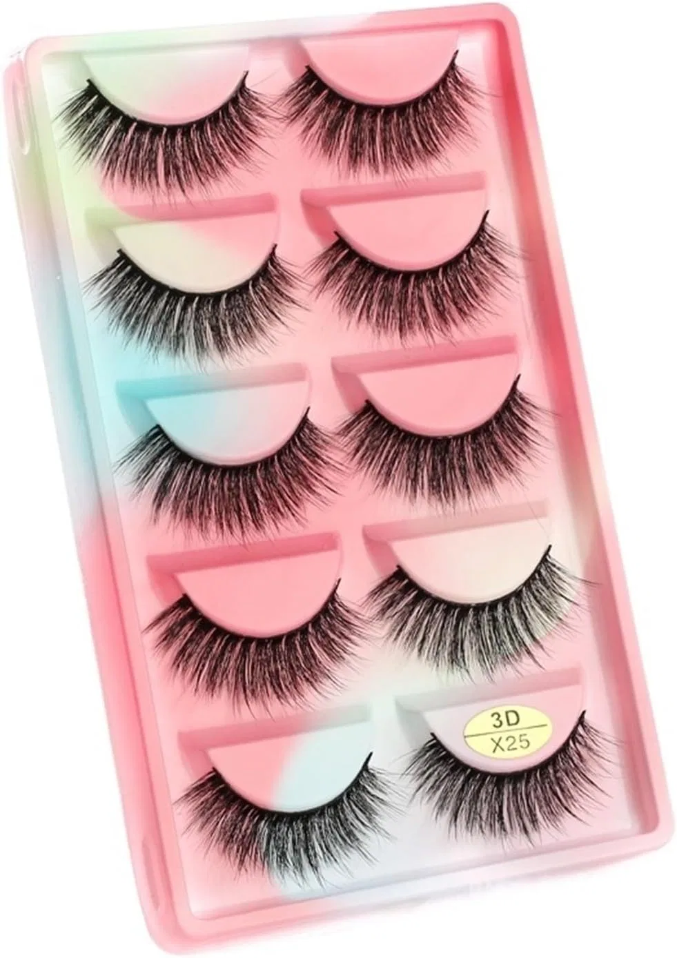 Накладные ресницы UAMOU 3D норковые, 5 пар, длина 12 мм, 50 коробок