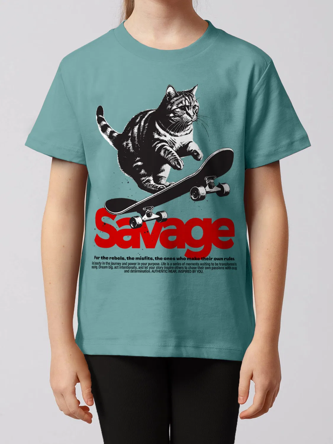Футболка 'Savage Cat' Watabout.Kids, Turquoise — фото 2