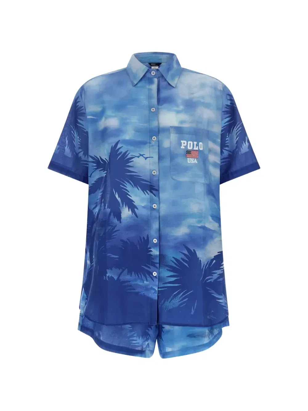 Комплект из рубашки и шорт с пальмовым принтом Polo Ralph Lauren, синий