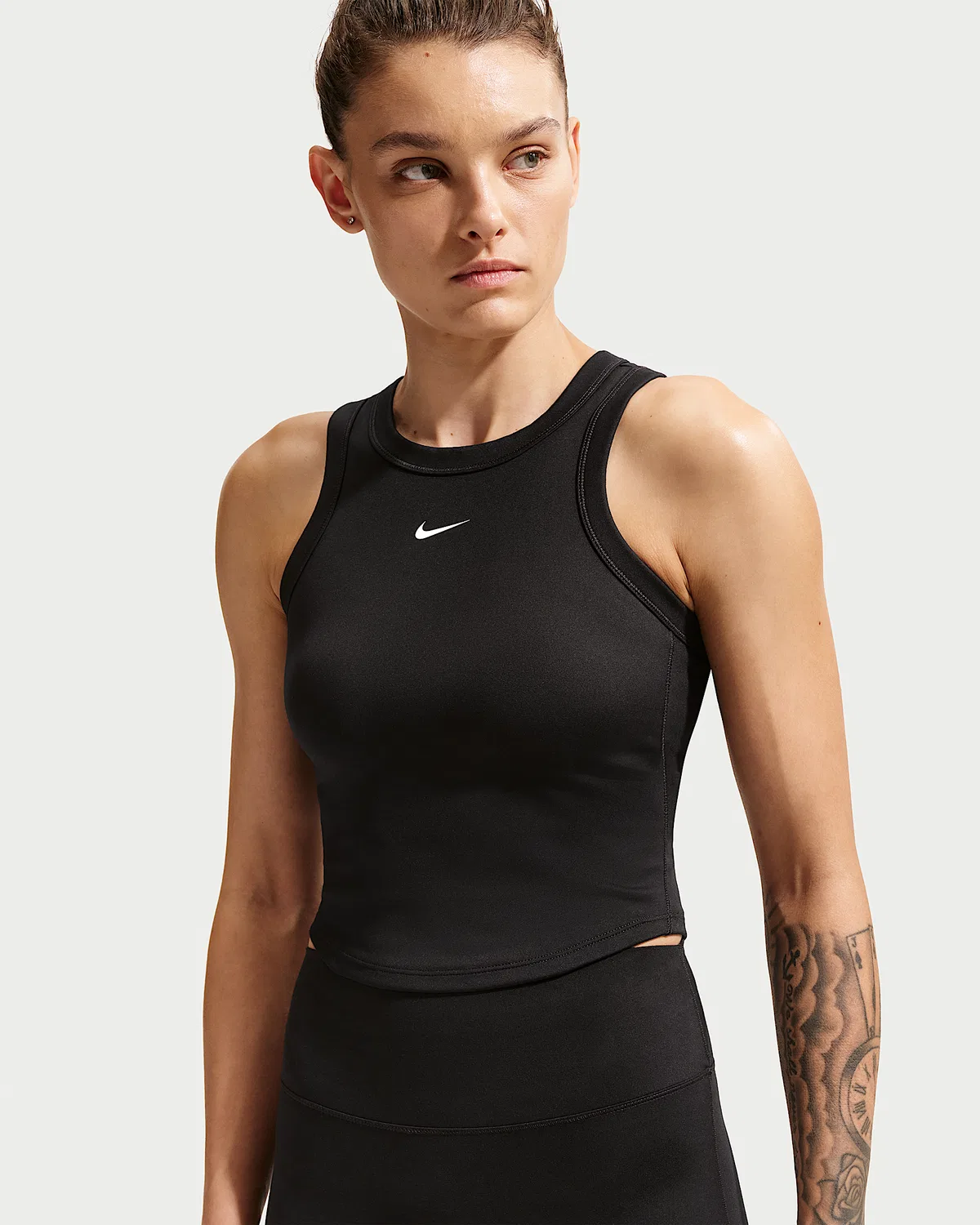 Женский укороченный топ Nike One Fitted Dri-FIT, Black/White