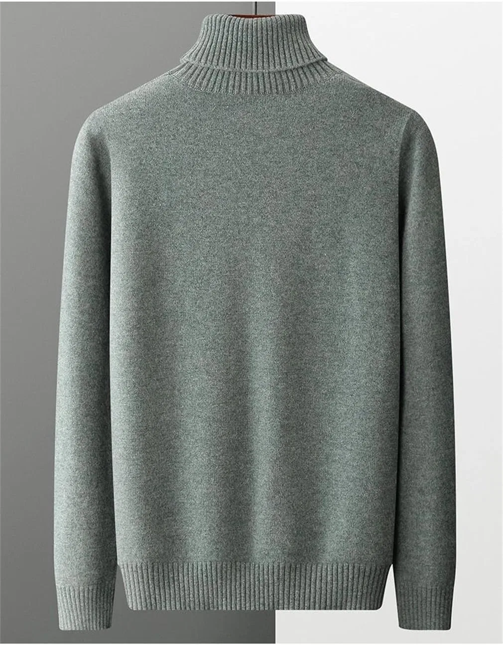 Мужской свитер с длинным рукавом Slim Fit из 100% шерсти с высоким воротником Generic, красный — фото 3