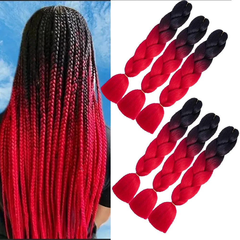 Наращивание волос для плетения Ombre Braiding Hair Shangxiu, Black Red