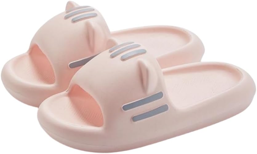 

FSwinder Cat Slides- летние милые тапочки с мультяшными котиками, нескользящие, с открытым носком и легкой подошвой, повседневные, унисекс, пляжные, розовый