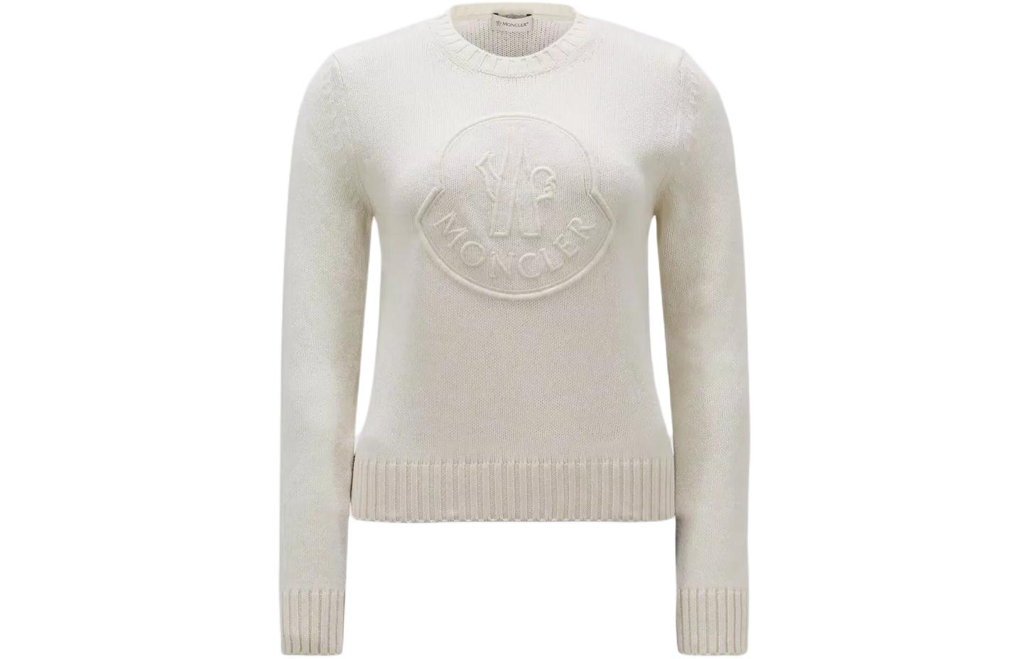 

Вязаный джемпер с вышитым логотипом Moncler, Optical White Color