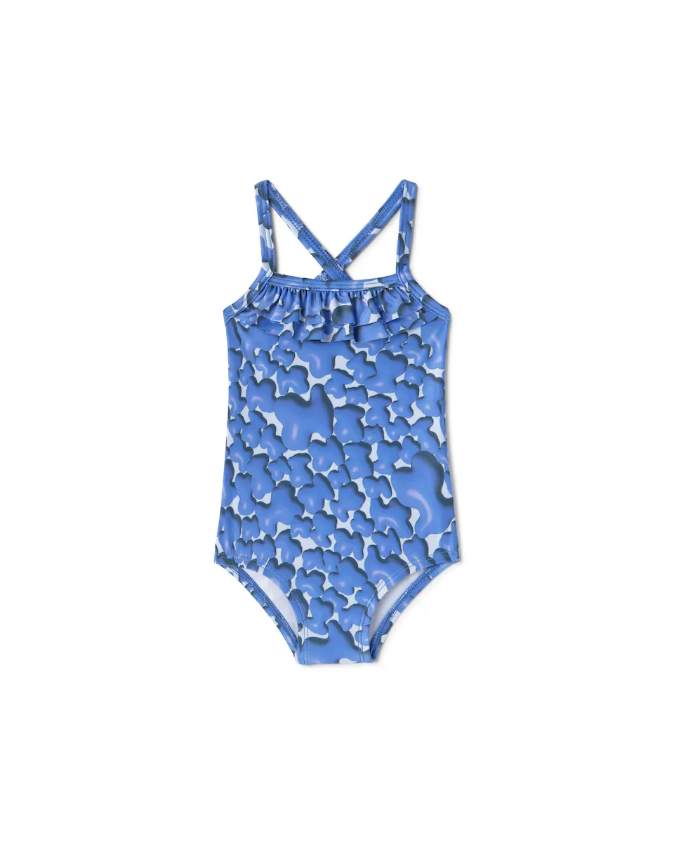 

Купальник для девочки на перекрещенных бретелях с принтом с мишками Tous, синий