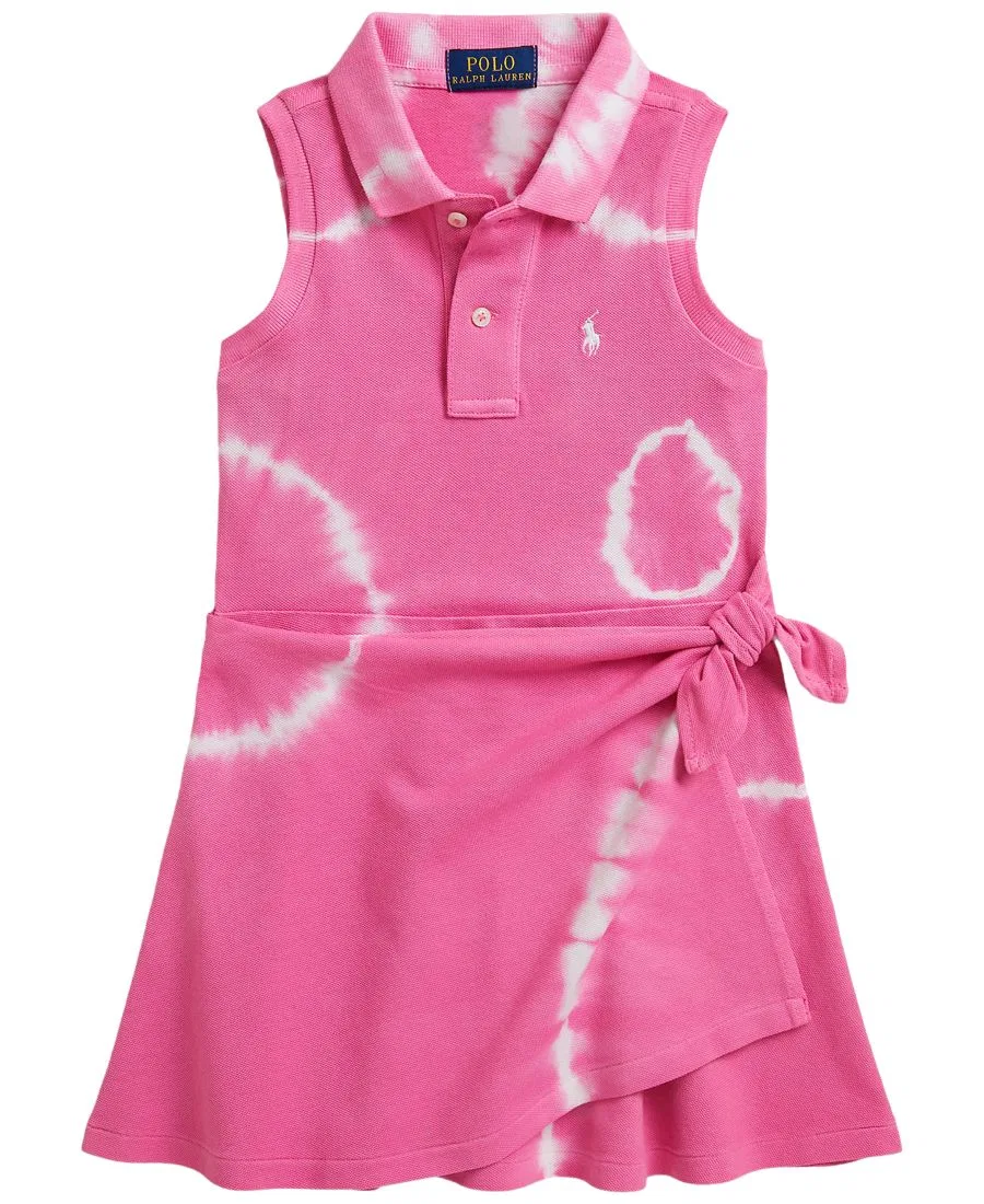 Детское платье-поло из сетчатой ткани с эффектом тай-дай, размеры 2T-6X Polo Ralph Lauren, розовый — фото 4
