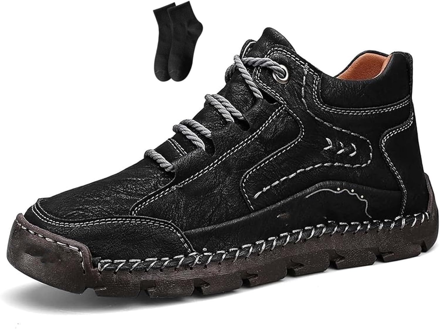 

Мужская обувь, ручная работа, кожаные туфли для мужчин, модные премиальные кроссовки из кожи, ортопедические, для ходьбы, ретро стиль, верх бизнес-кэжуал, высокие Noworfewer, черный