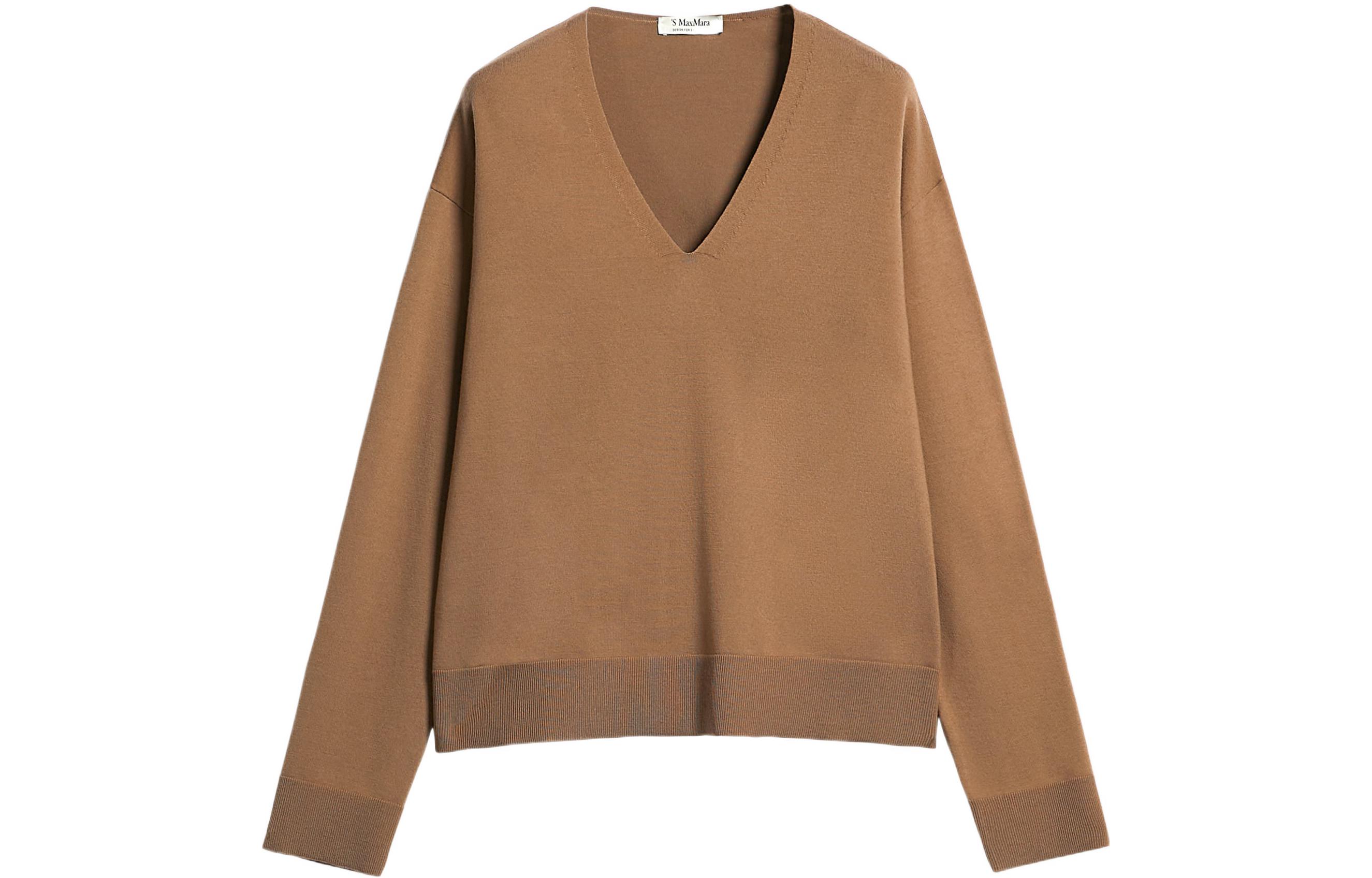 

Свитер с v-образным вырезом и длинными рукавами MaxMara, коричневый