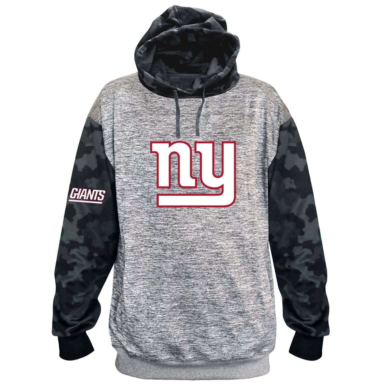 

Мужской пуловер с капюшоном и камуфляжным принтом Heather Charcoal New York Giants Fanatics