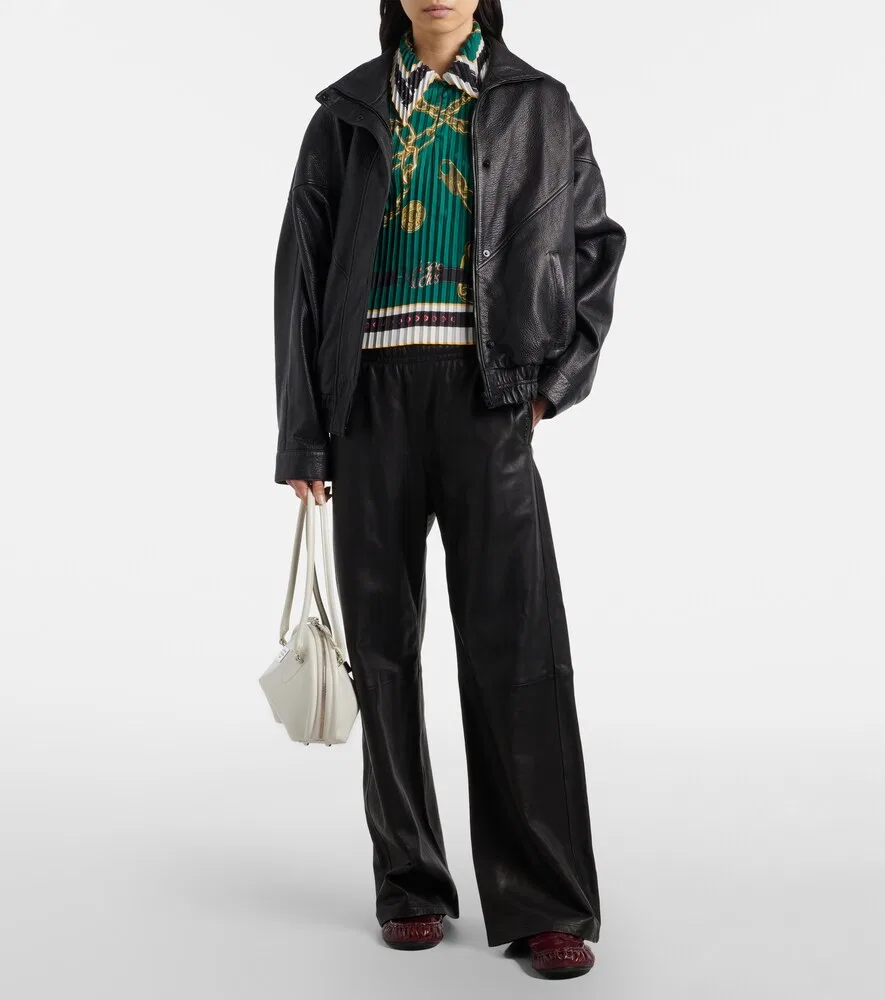 Топ с принтом и складками Acne Studios, зеленый — фото 2