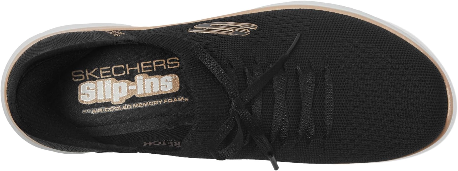 Кроссовки SKECHERS Summits Night Chic Hands Free Slip-Ins, цвет Black/ Rose Gold — фото 2