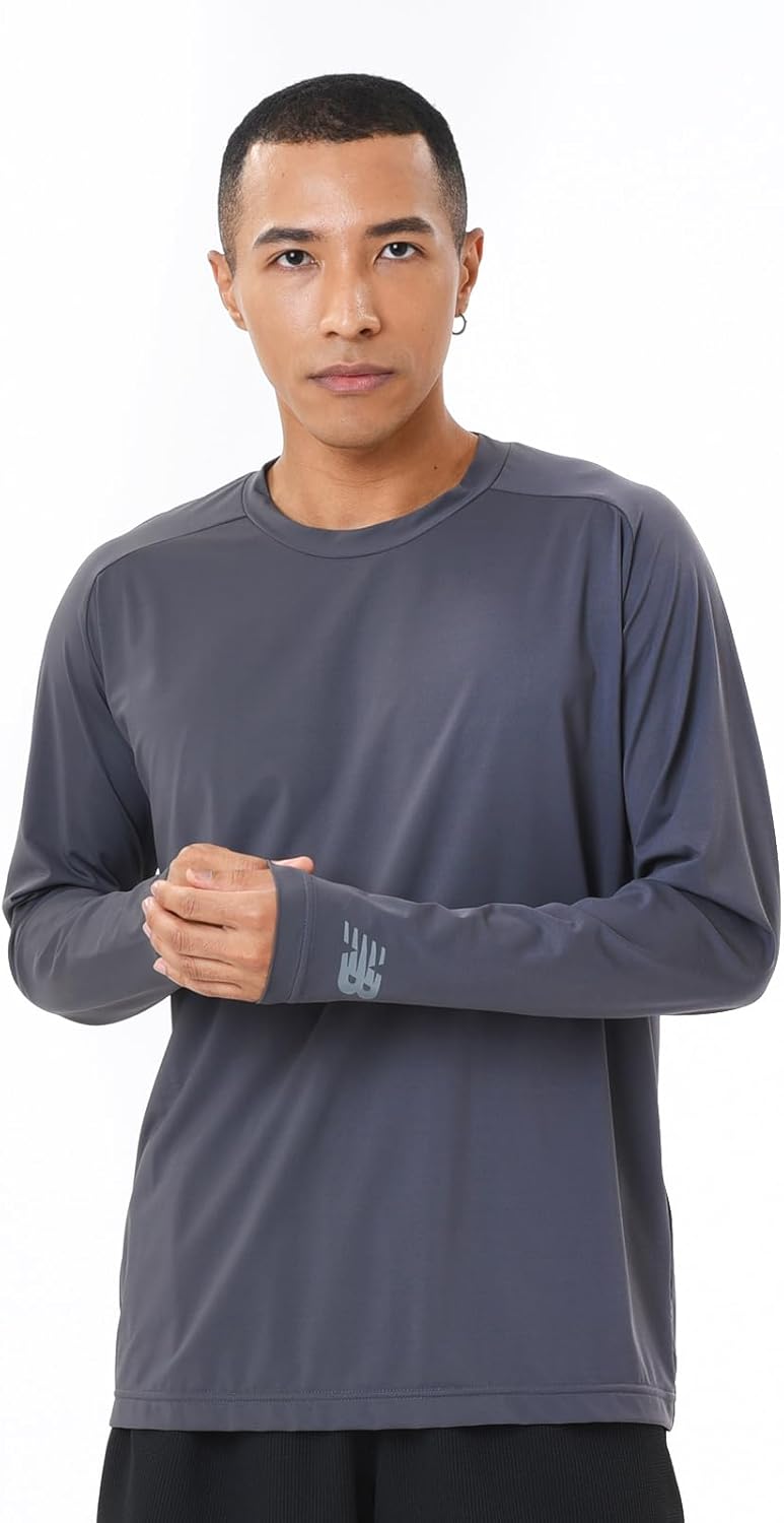 

Мужская футболка с длинным рукавом New Balance AMT45286 с охлаждающим эффектом, для футбола, быстросохнущая, угольно-серый