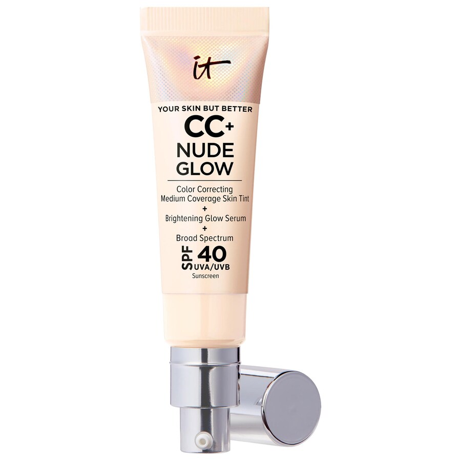 

Тональная основа CC+ Nude Glow Lightweight Foundation + Glow Serum с SPF 40 и ниацинамидом IT Cosmetics, 1.1 oz /32 mL, Fair